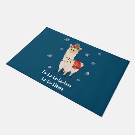 Funny Festive Llama Pub Weihnachten Doormat Fußmatte (Schrägansicht)