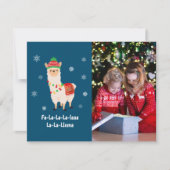 Funny Festive Llama Pun Foto Feiertagskarte (Vorderseite)