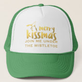 Funny Festive Mistletoe Kissing Trucker Hat Truckerkappe (Vorderseite)