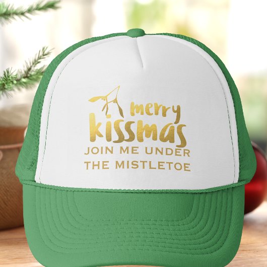 Funny Festive Mistletoe Kissing Trucker Hat Truckerkappe