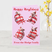 Funny Festive Pigs in Blankets Christmas Animal  Karte (Gelbe Blume)