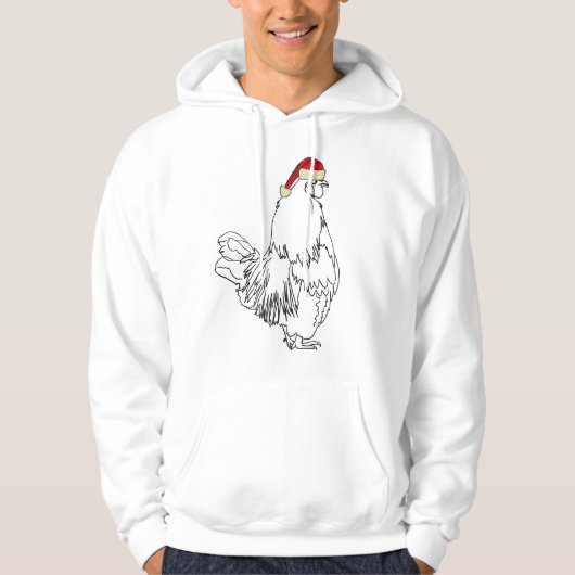 Funny Festive Rooster in Xmas Hat Cockerel Spaß Hoodie (Vorderseite)