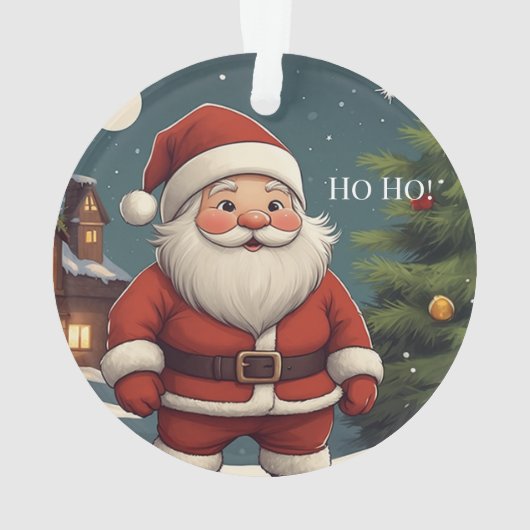 Funny Festive Santa Ho Ho! Christmas Acrylic Ornament (Rückseite)