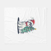 Funny Festive Sonnenbrille Hund mit Weihnachtsbaum Fleecedecke (Vorderseite (Horizontal))