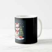 Funny Festive Sonnenbrille Hund mit Weihnachtsbaum Kaffeetasse (VorderseiteRechts)