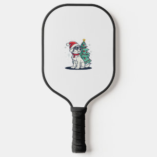 Funny Festive Sonnenbrille Hund mit Weihnachtsbaum Pickleball Schläger