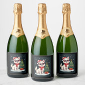 Funny Festive Sonnenbrille Hund mit Weihnachtsbaum Schaumweinetikett (Flaschen)