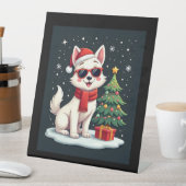 Funny Festive Sonnenbrille Hund mit Weihnachtsbaum Sockelschild (In Situ)