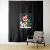 Funny Festive Sonnenbrille Hund mit Weihnachtsbaum Wandteppich (Beispiel)