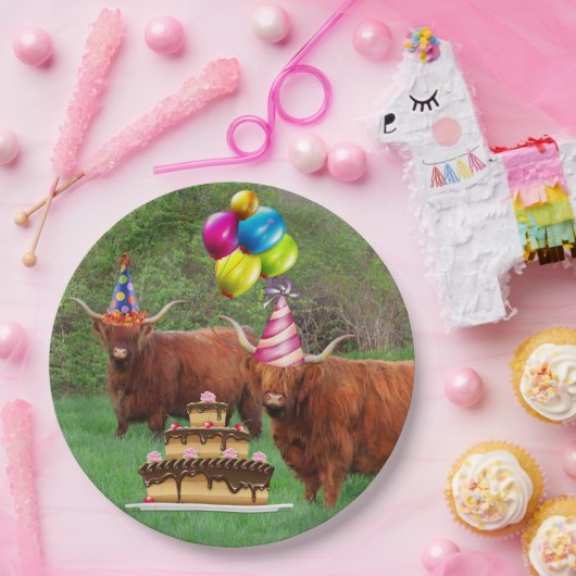 Funny Festive Steer Barnyard Papierplatte Pappteller (Party)