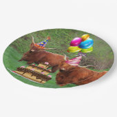 Funny Festive Steer Barnyard Papierplatte Pappteller (Schrägansicht)