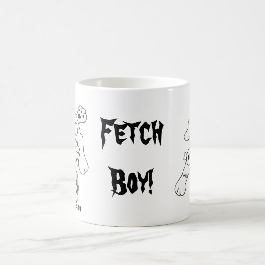 Funny Fetch Boy Dog Line Zeichnend Kaffeetasse (Mittel)