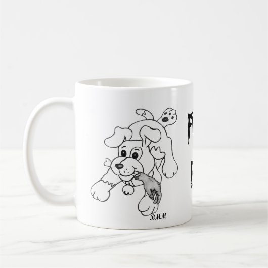 Funny Fetch Boy Dog Line Zeichnend Kaffeetasse (Links)