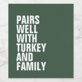 Funny fett grüner Erntedank Weinetikett (Einzelnes Label)