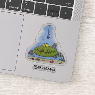 Funny Fett hungriger grüner Cartoon Aufkleber