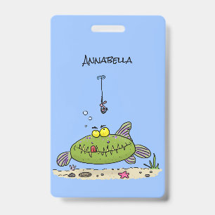 Funny Fett hungriger grüner Cartoon Ausweis