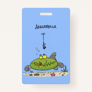 Funny Fett hungriger grüner Cartoon Ausweis