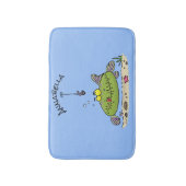 Funny Fett hungriger grüner Cartoon Badematte (Vorderseite Vertikal)