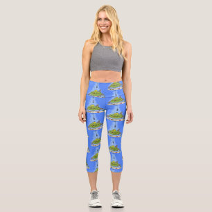 Funny Fett hungriger grüner Cartoon Capri Leggings