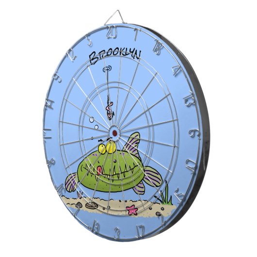 Funny Fett hungriger grüner Cartoon Dartscheibe (Vorderseite rechts)