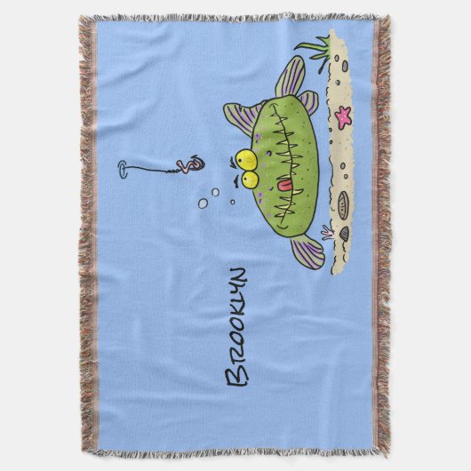 Funny Fett hungriger grüner Cartoon Decke (Vorderseite Vertikal)