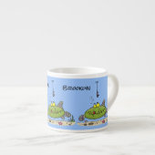 Funny Fett hungriger grüner Cartoon Espressotasse (Vorderseite Rechts)