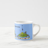 Funny Fett hungriger grüner Cartoon Espressotasse (Rechts)