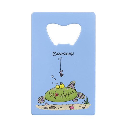 Funny Fett hungriger grüner Cartoon Geldbeutel Flaschenöffner (Rückseite)