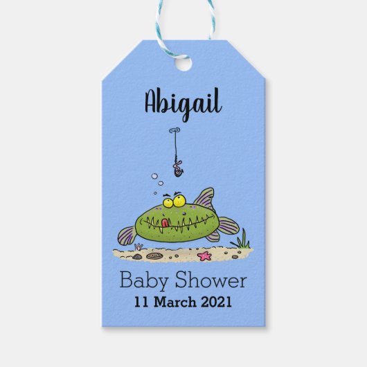 Funny Fett hungriger grüner Cartoon Geschenkanhänger (Vorderseite)