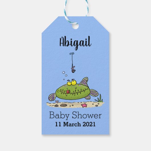 Funny Fett hungriger grüner Cartoon Geschenkanhänger (Rückseite)