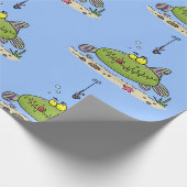 Funny Fett hungriger grüner Cartoon Geschenkpapier (Ecke)