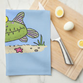 Funny Fett hungriger grüner Cartoon Geschirrtuch (Viertel Falte)