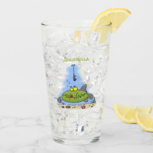 Funny Fett hungriger grüner Cartoon Glas