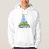 Funny Fett hungriger grüner Cartoon Hoodie (Vorderseite)