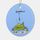 Funny Fett hungriger grüner Cartoon Keramik Ornament (Links)