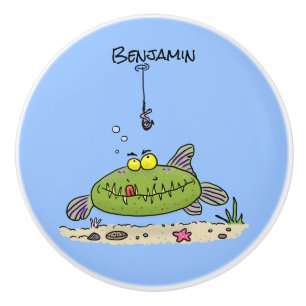 Funny Fett hungriger grüner Cartoon Keramikknauf