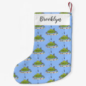 Funny Fett hungriger grüner Cartoon Kleiner Weihnachtsstrumpf (Rückseite)