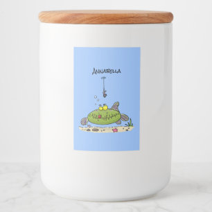 Funny Fett hungriger grüner Cartoon Lebensmitteletikett