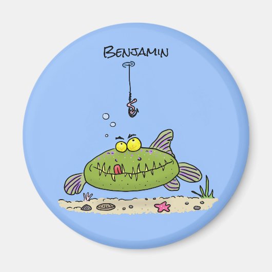 Funny Fett hungriger grüner Cartoon Magnet (Vorne)
