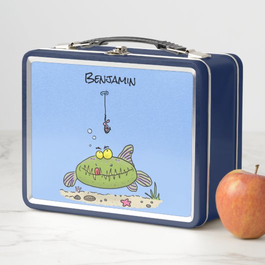 Funny Fett hungriger grüner Cartoon Metall Brotdose (Beispiel)