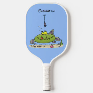 Funny Fett hungriger grüner Cartoon Pickleball Schläger