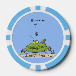 Funny Fett hungriger grüner Cartoon Pokerchips