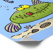 Funny Fett hungriger grüner Cartoon Poster (Ecke)