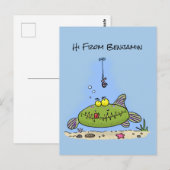 Funny Fett hungriger grüner Cartoon Postkarte (Vorne/Hinten)