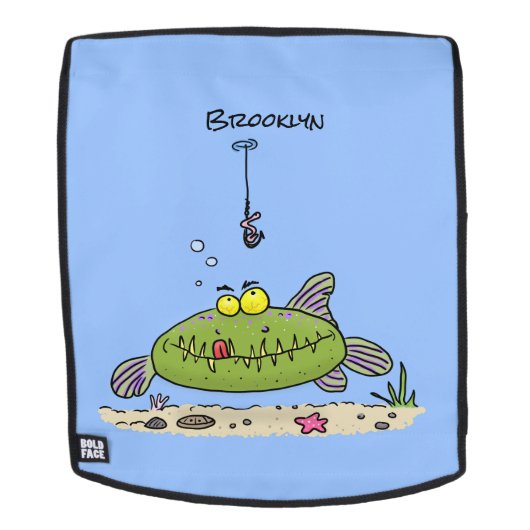 Funny Fett hungriger grüner Cartoon Rucksack (Abnehmbare Front)
