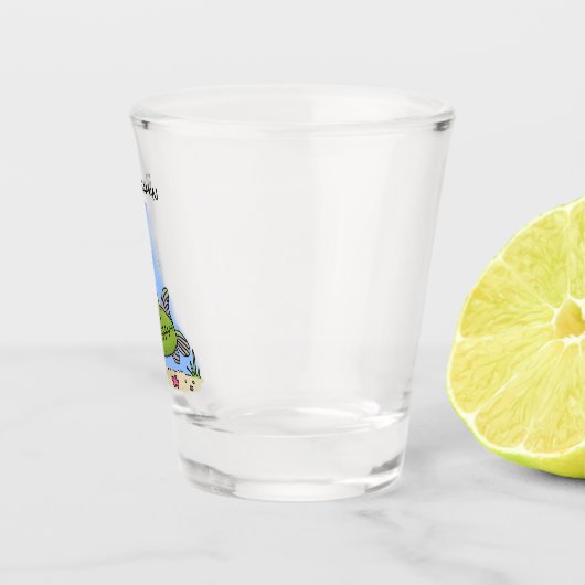 Funny Fett hungriger grüner Cartoon Schnapsglas (Rechts)