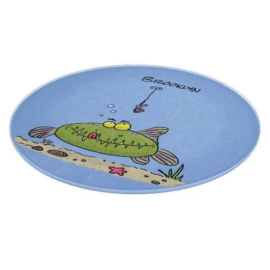 Funny Fett hungriger grüner Cartoon Schneidebrett (Ecke)