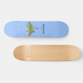 Funny Fett hungriger grüner Cartoon Skateboard (Horizontal)