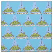 Funny Fett hungriger grüner Cartoon Stoff (Muster)