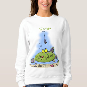 Funny Fett hungriger grüner Cartoon Sweatshirt